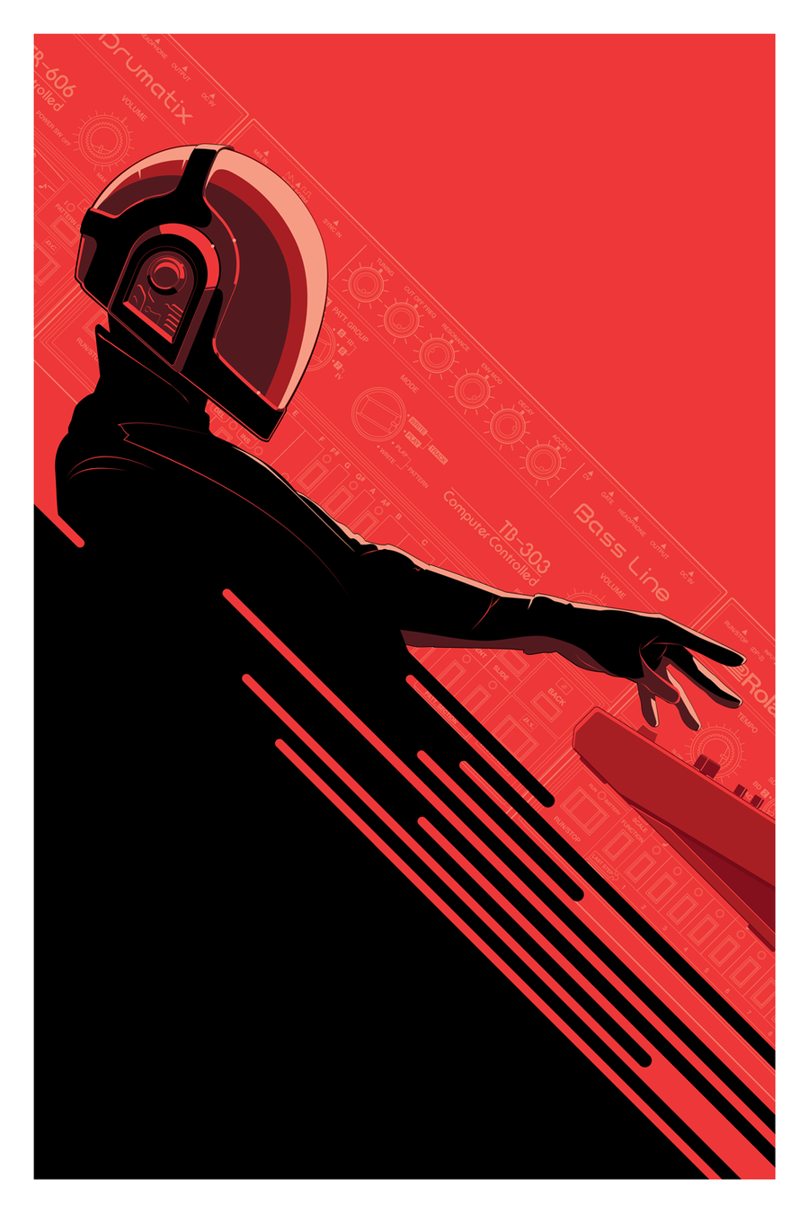 "Daft Roots - Red" Metallic Print by Craig Drake