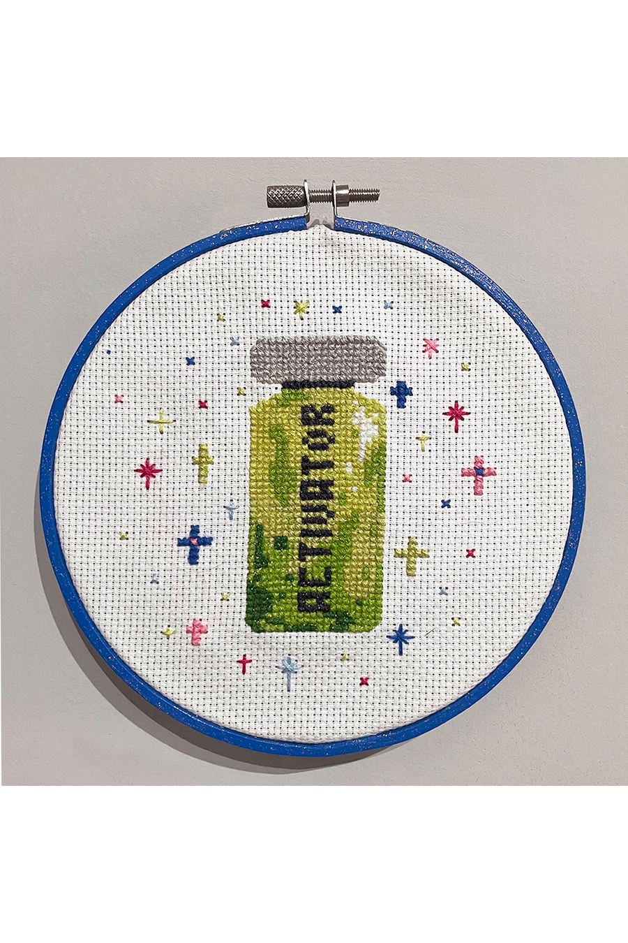 "Activator" Elisabeth Blue Cross Stitch Original by Emily Larrabee