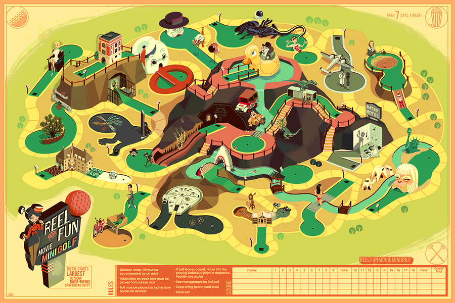 "Reel Fun Movie Mini Golf" by Glen Brogan - Hero Complex Gallery
