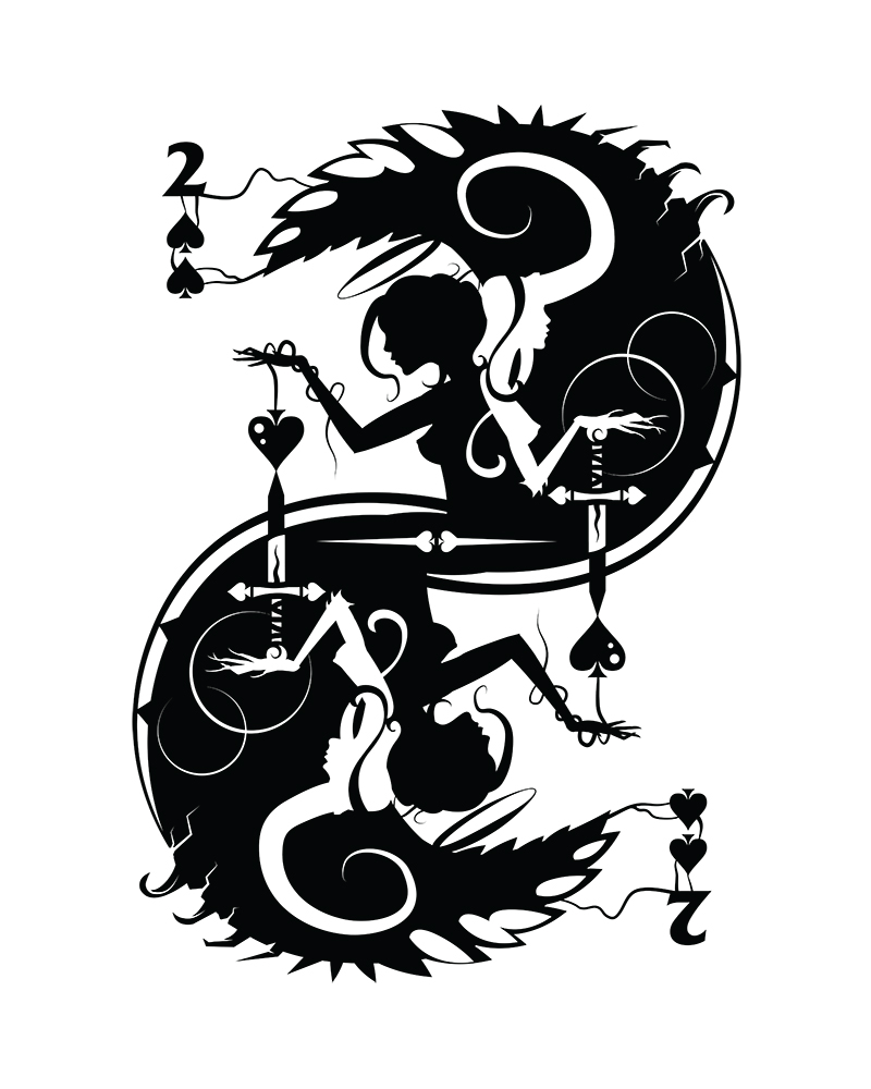 2 of Spades: "Deux-ality" Original by Will Pigg - Hero Complex Gallery