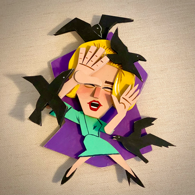 02. "Tippi Hedren" Wooden Splinterpunk Art by Steve Casino