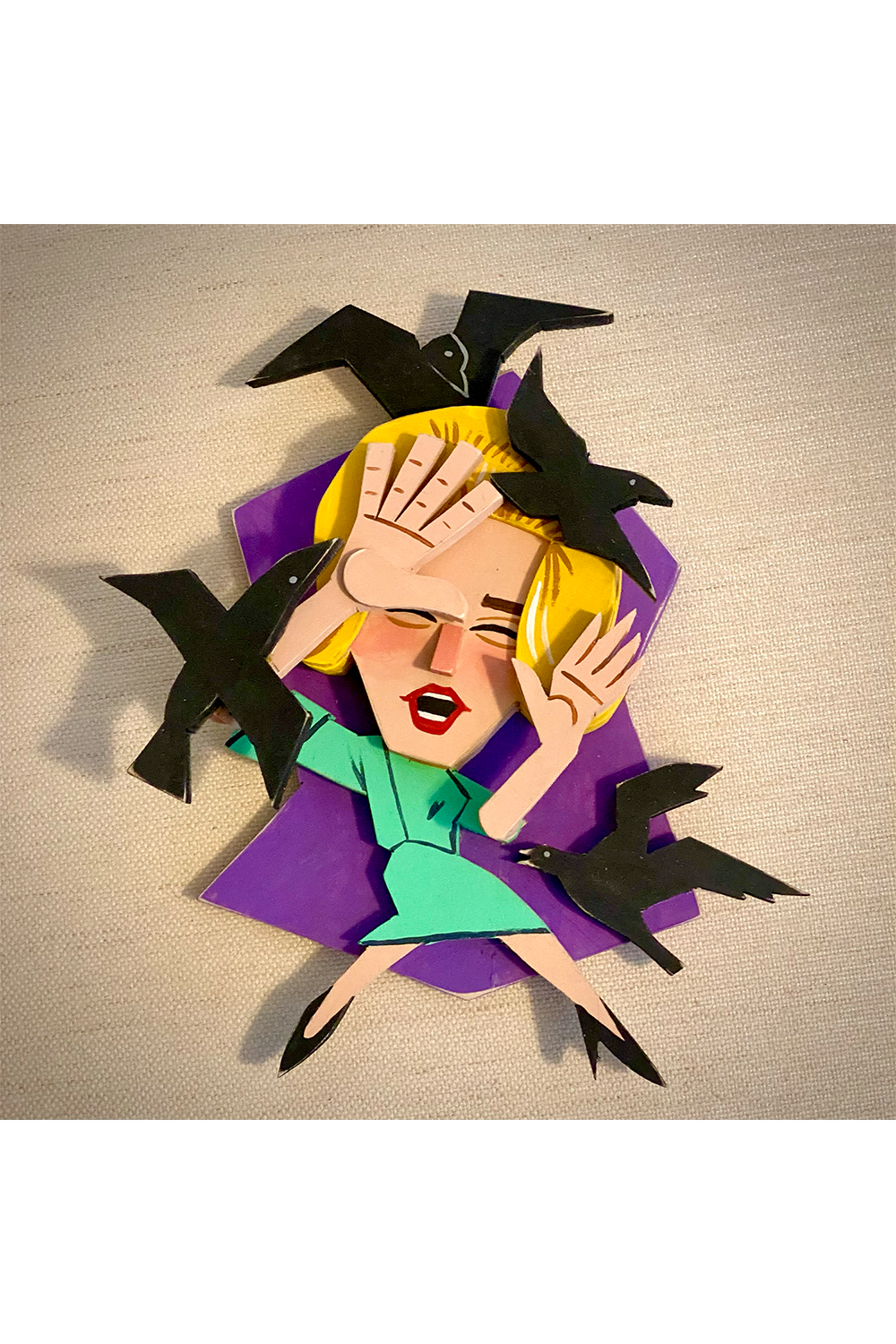 02. "Tippi Hedren" Wooden Splinterpunk Art by Steve Casino