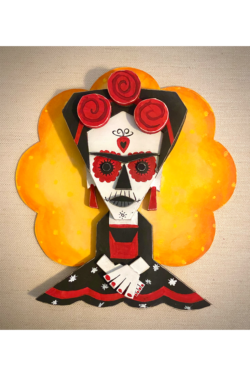 05. "Frida Kahlo Day Of The Dead" Wooden Splinterpunk Art by Steve Casino