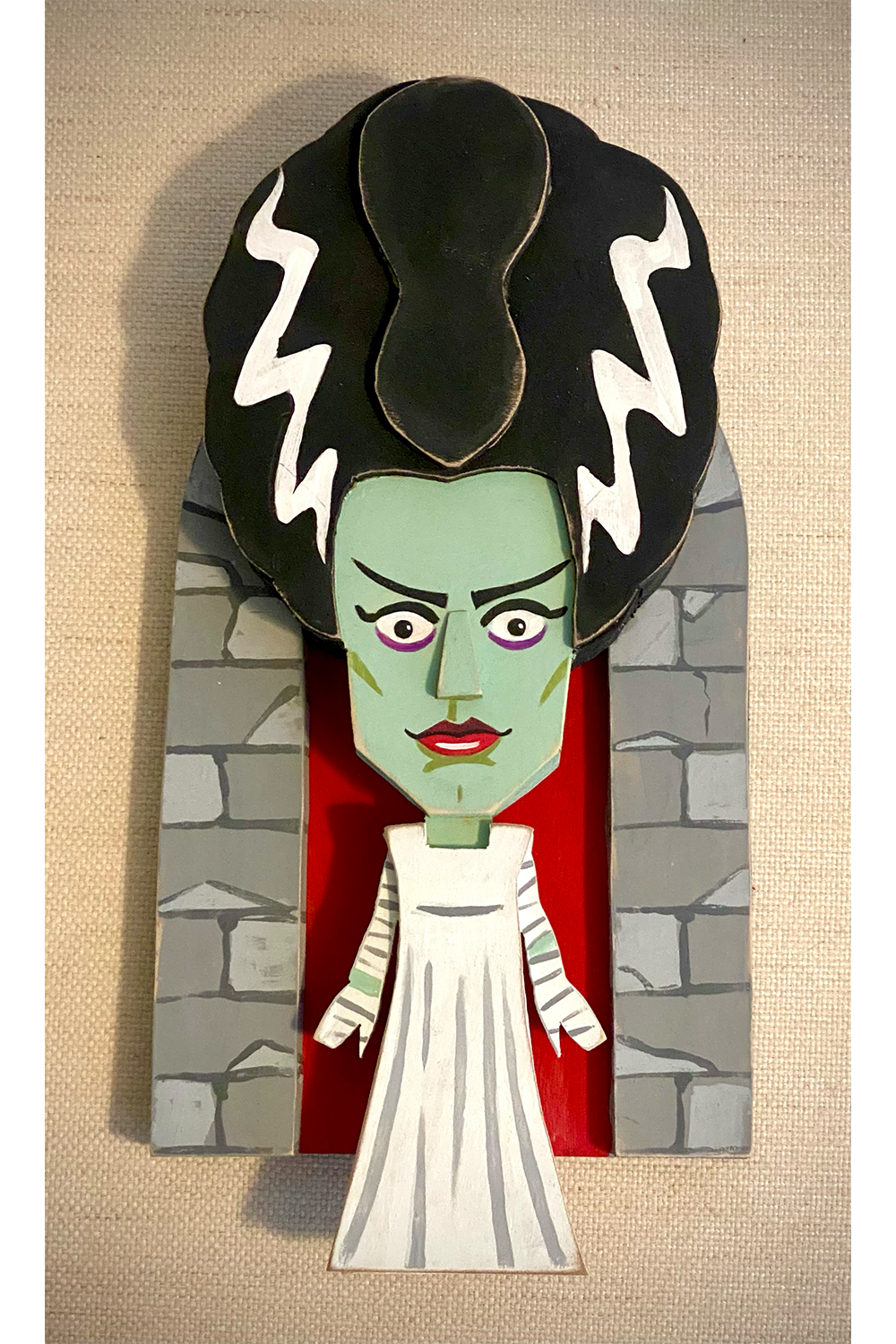 10. "Bride Of Frankenstein" Wooden Splinterpunk Art by Steve Casino