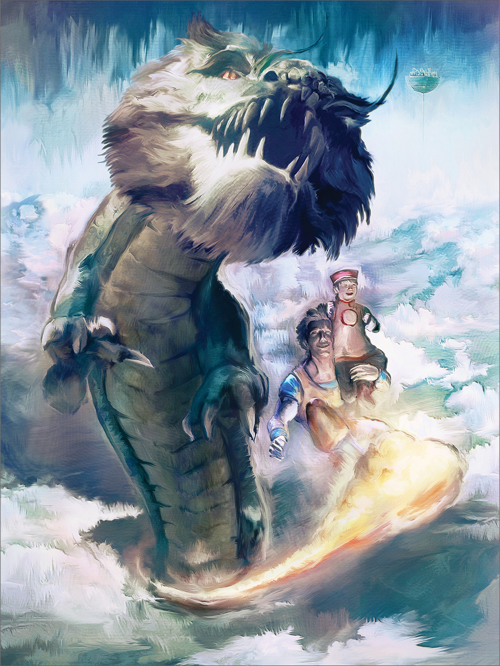 "Goku and Gohan on the Flying Nimbus" by John Dunn