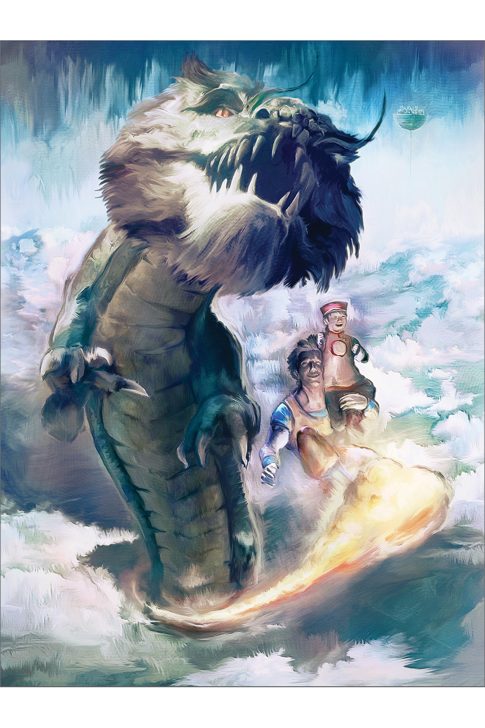 "Goku and Gohan on the Flying Nimbus" by John Dunn