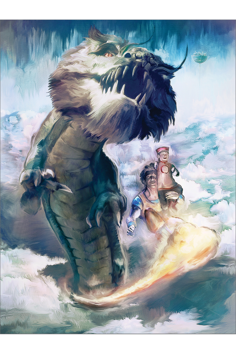 "Goku and Gohan on the Flying Nimbus" by John Dunn