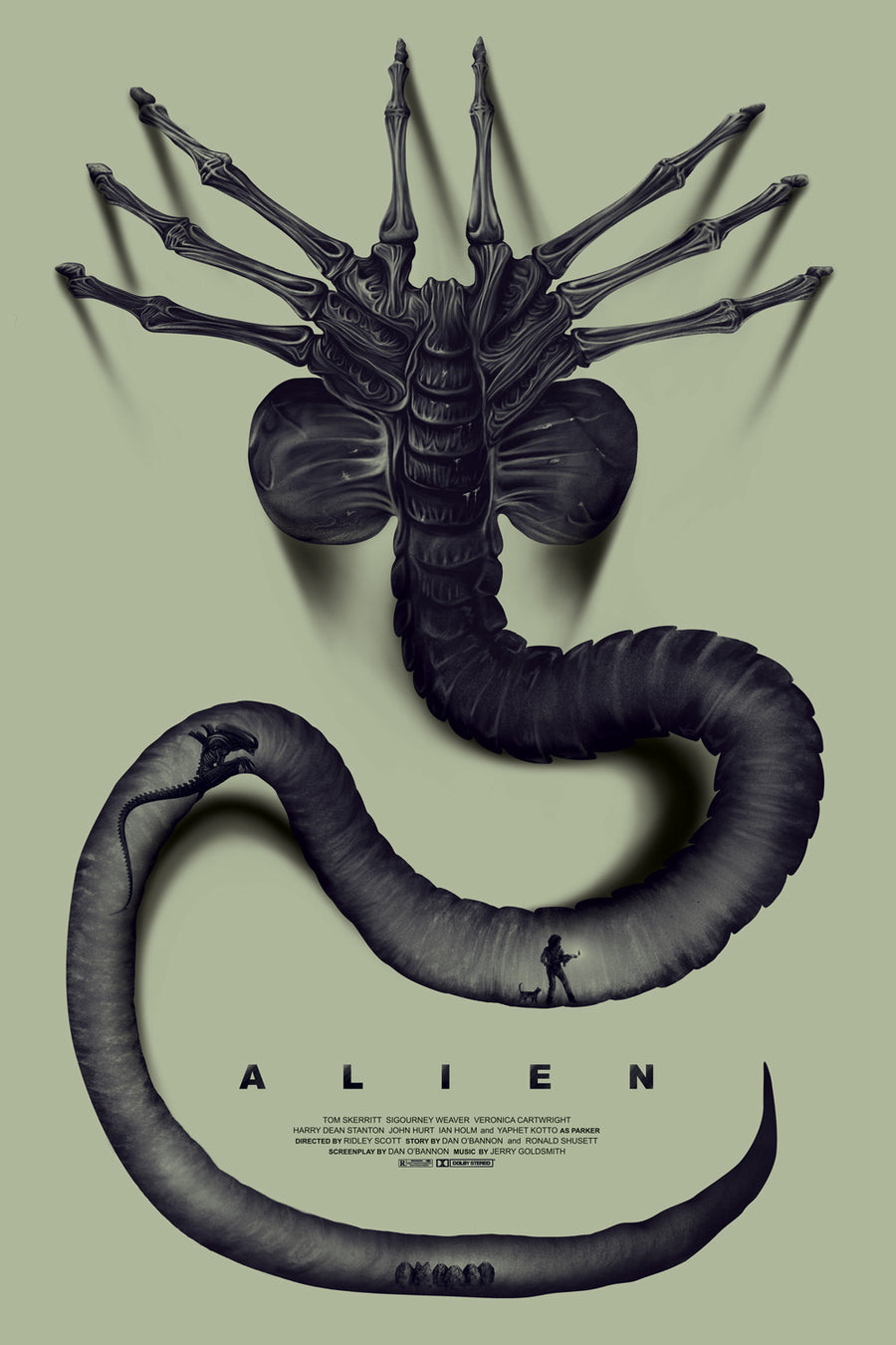 "Alien Facehugger" Metallic Print by Benedict Woodhead