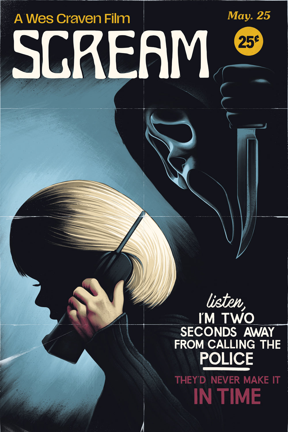 "Listen, I'm two seconds away from calling the police! They'd never make it in time." by Benedict Woodhead