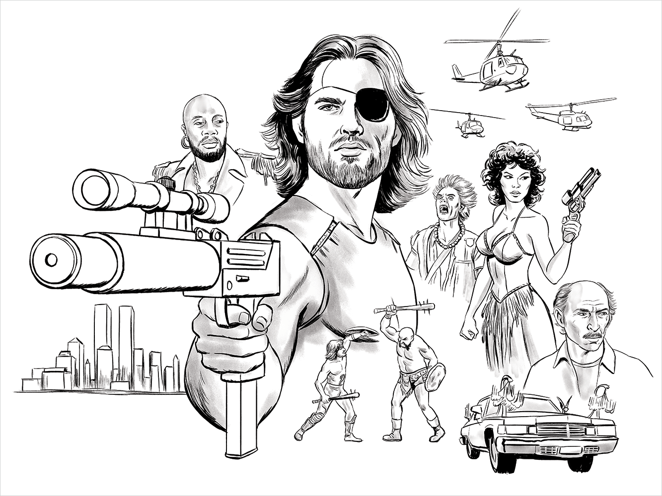 "Snake Plissken, The Deadliest Man Alive" Sketch Ink Variant by Christian Garland