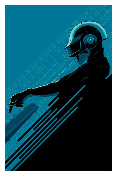 "Daft Roots - Blue" Metallic Print by Craig Drake
