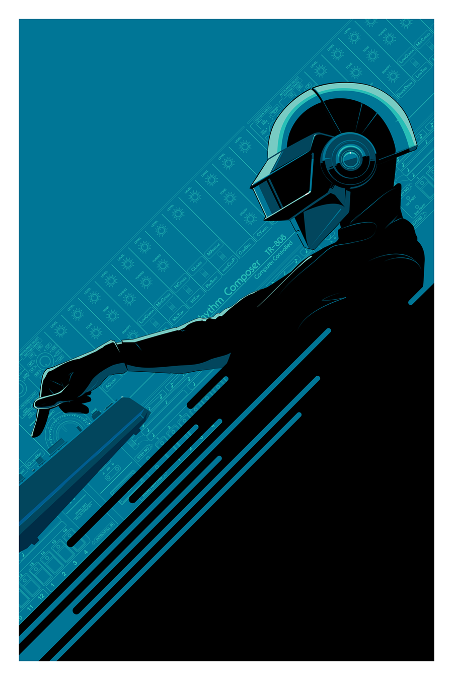 "Daft Roots - Blue" Metallic Print by Craig Drake