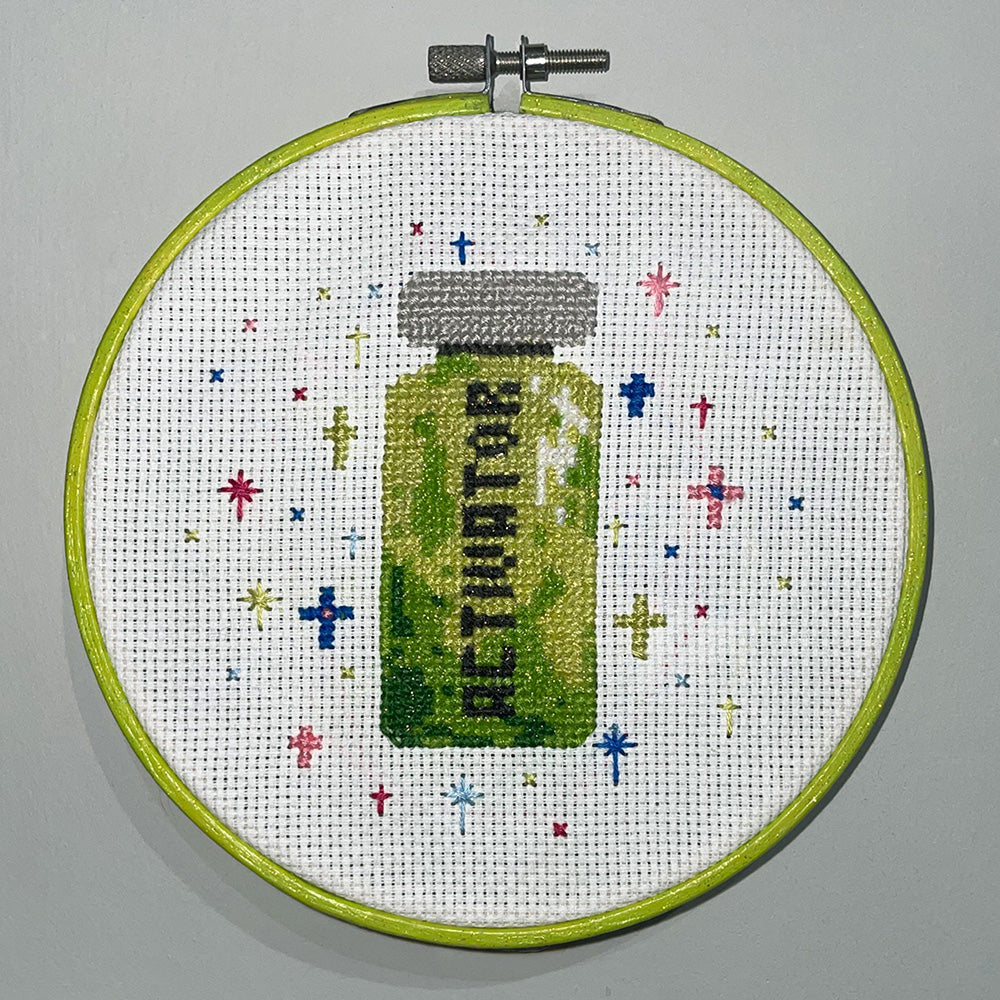 "Activator" Activator Green Cross Stitch Original by Emily Larrabee