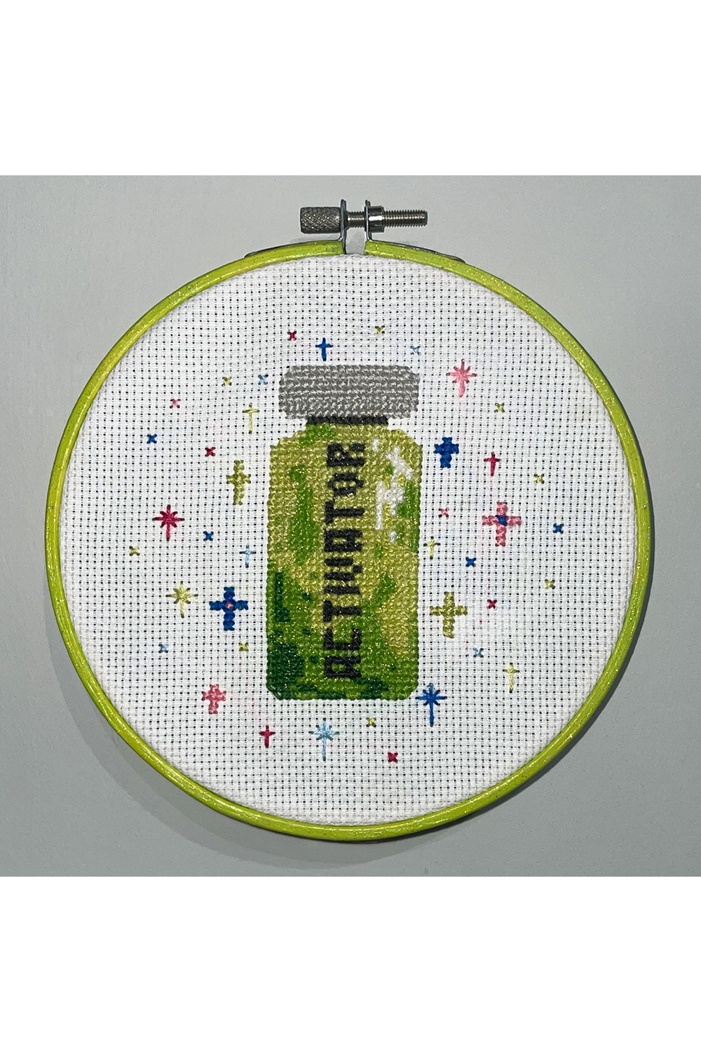 "Activator" Activator Green Cross Stitch Original by Emily Larrabee