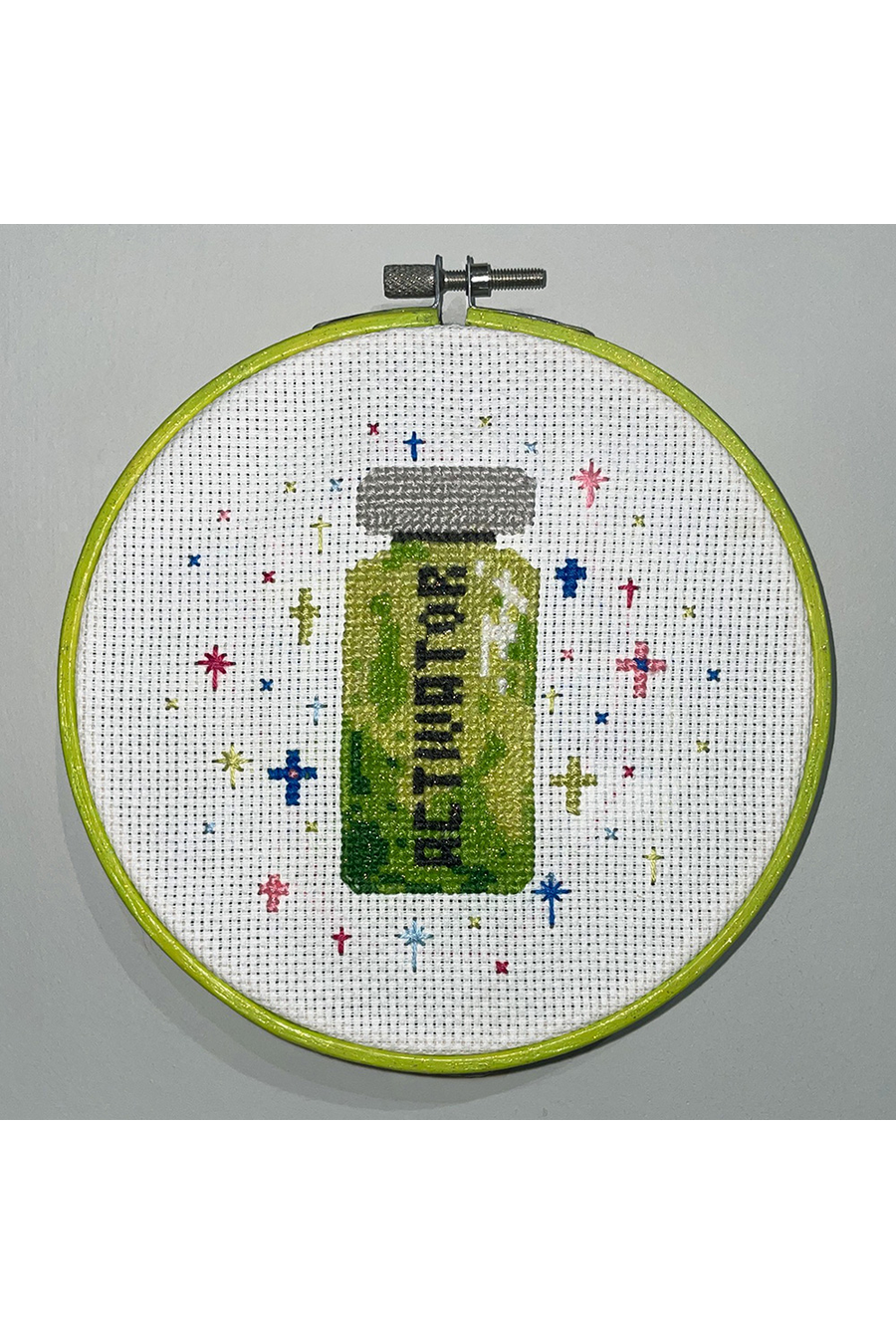 "Activator" Activator Green Cross Stitch Original by Emily Larrabee