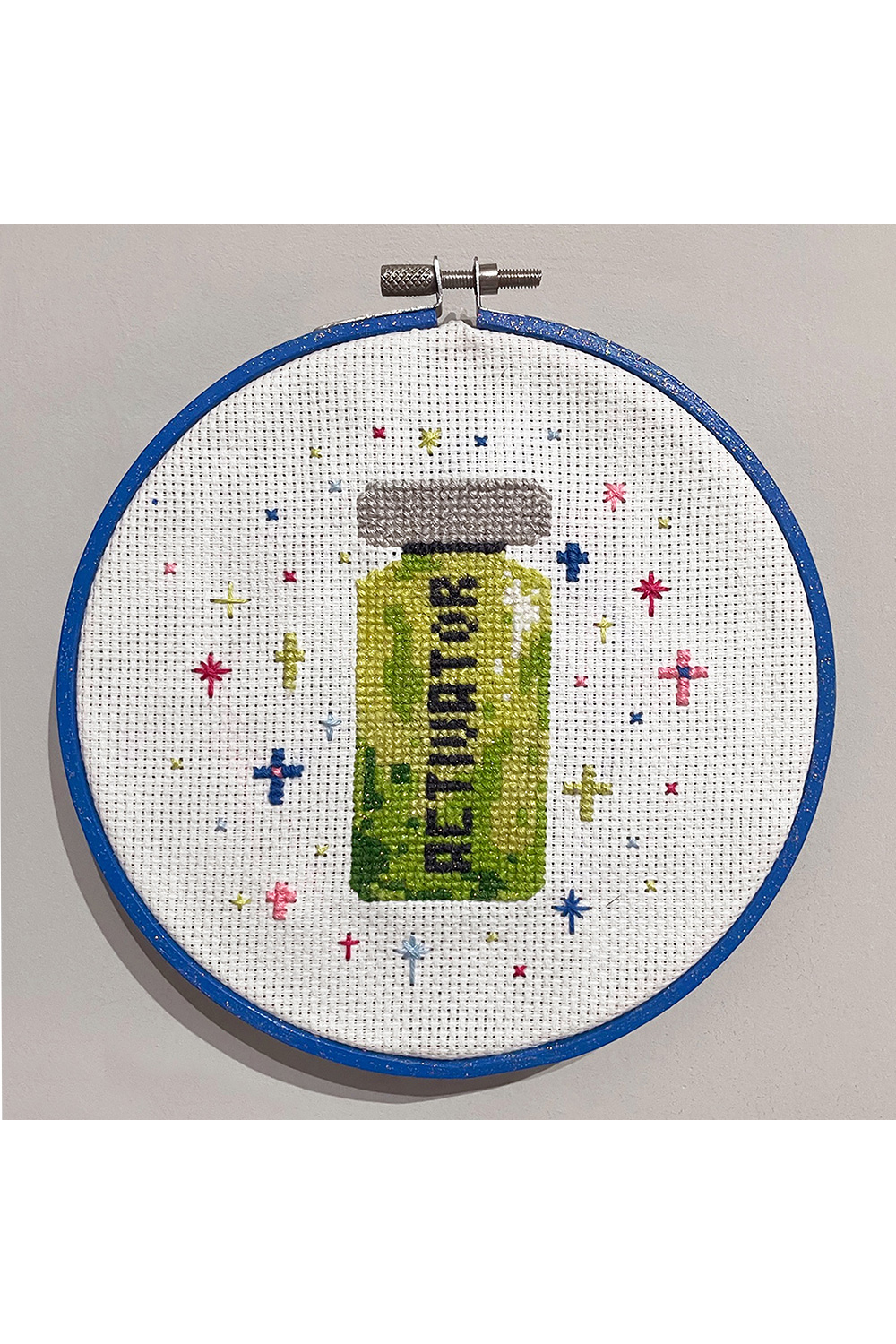 "Activator" Elisabeth Blue Cross Stitch Original by Emily Larrabee