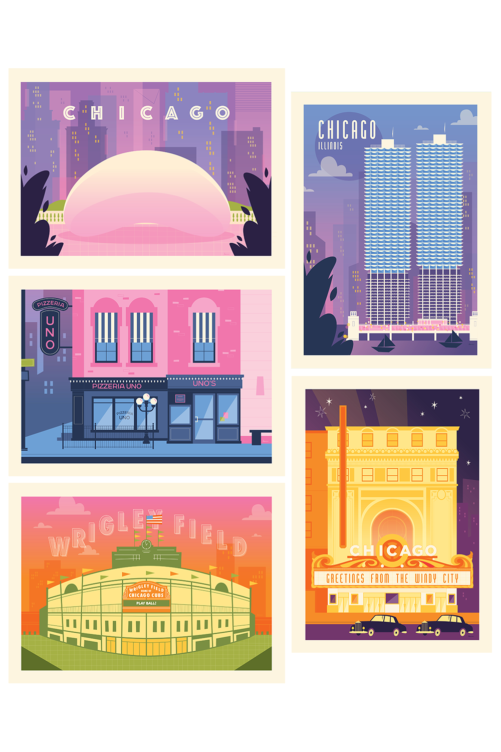 "Postcards from Chicago" Postcard Set by McMahon