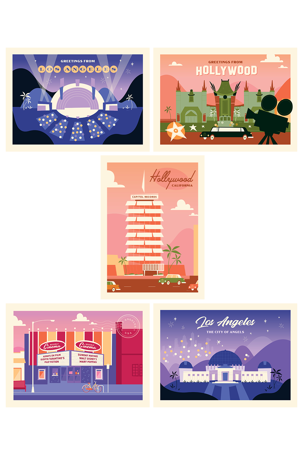 "Postcards from Los Angeles" Postcard Set by Kelly McMahon