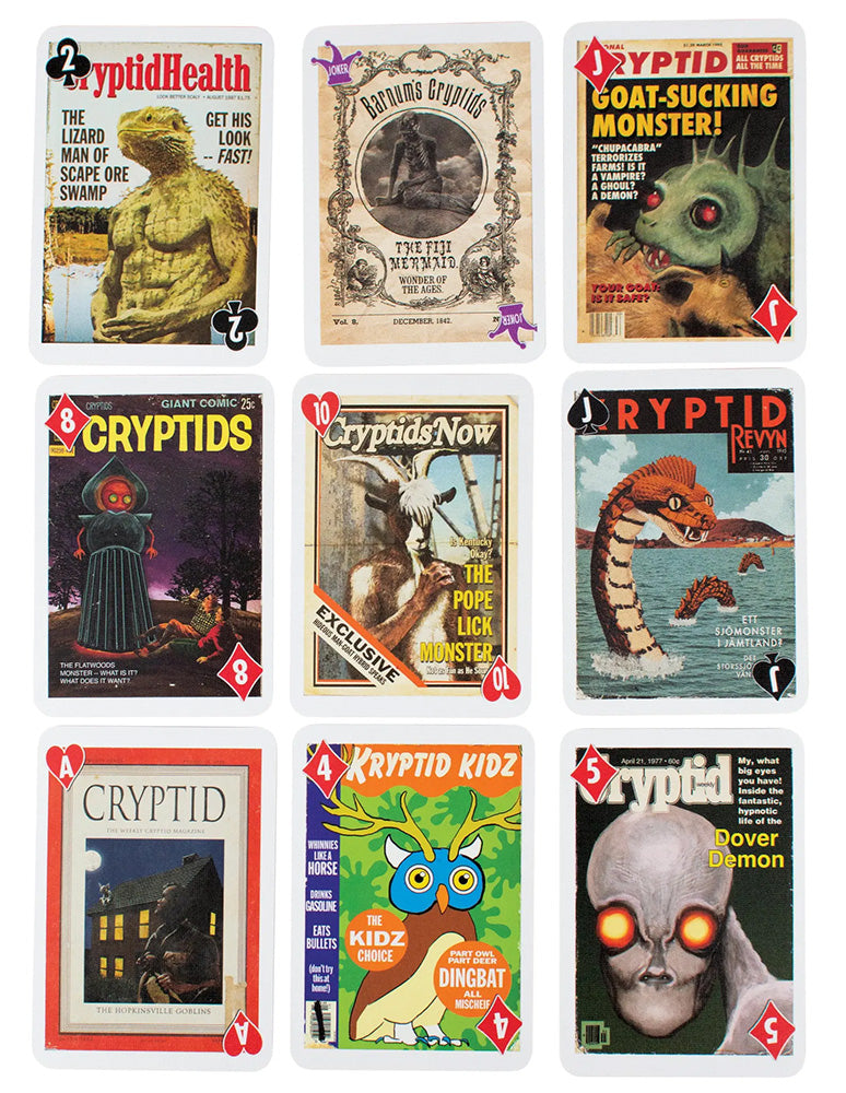 "54 Cryptids" Standard Poker Playing Cards Deck by Todd Alcott