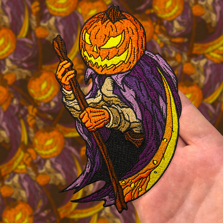 "Pumpkin Reaper Standard Yellow Scythe" Patch by Matthew Johnson