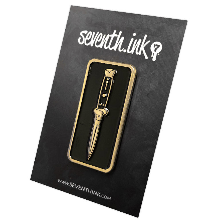 867. "Switchblade Gold" Pin by Matthew Johnson
