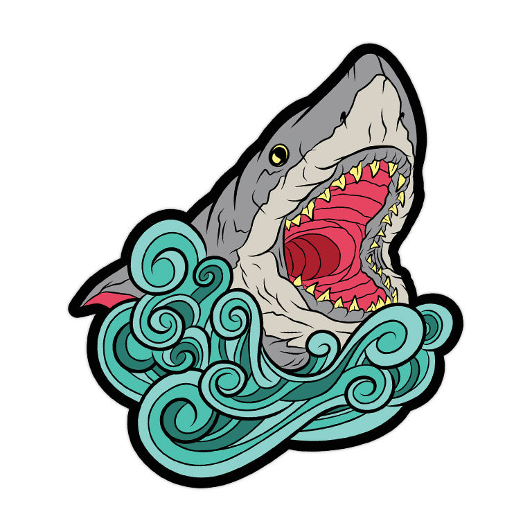 "Great White Shark Blue Water" Sticker by Matthew Johnson