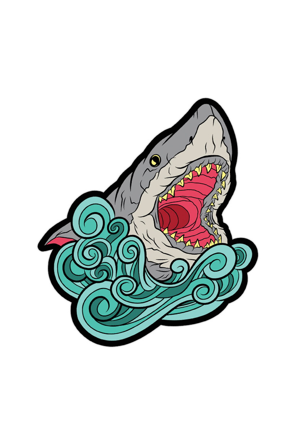 "Great White Shark Blue Water" Sticker by Matthew Johnson