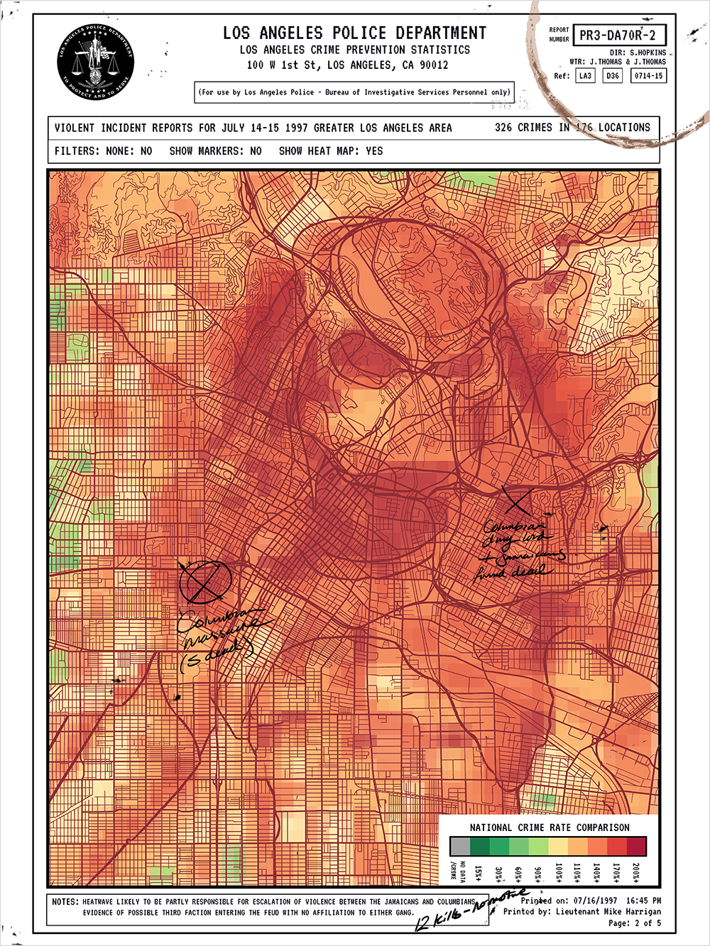 "LAPD CRIME REPORTS JULY 14-15, 1997" by Laurie Greasley