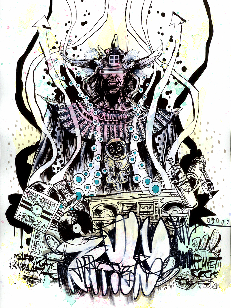 "Afrika Bambaataa" by Jim Mahfood - Hero Complex Gallery
 - 1