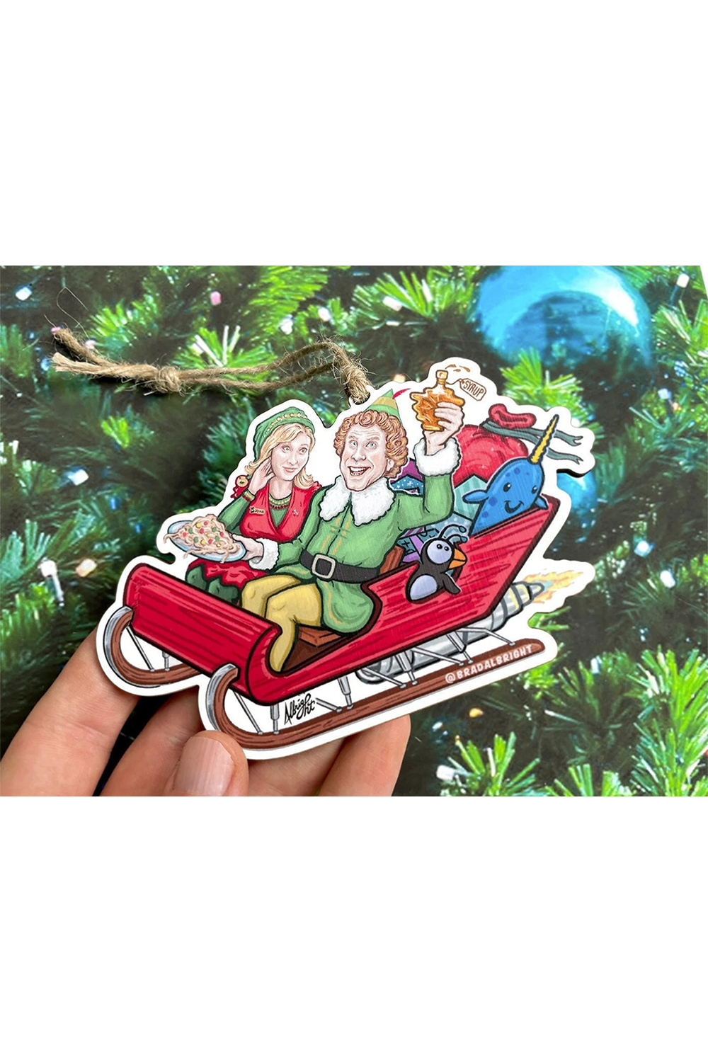 "Buddy The Elf Rocket Sleigh" Ornament by Brad Albright