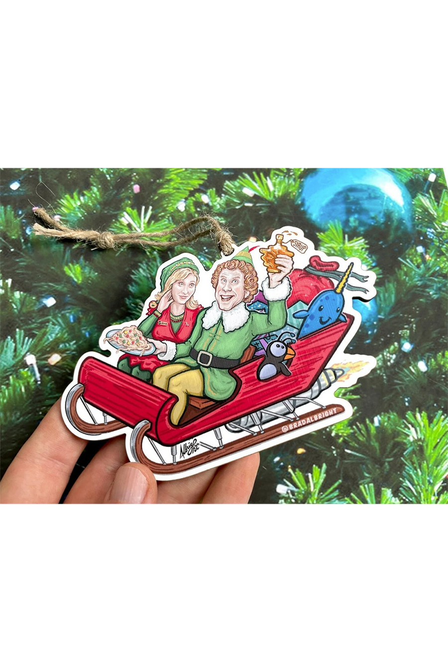 "Buddy The Elf Rocket Sleigh" Ornament by Brad Albright