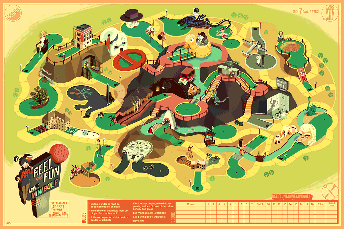 "Reel Fun Movie Mini Golf" by Glen Brogan - Hero Complex Gallery
