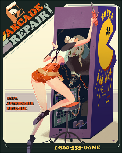 "Arcade Repair" by Glen Brogan - Hero Complex Gallery
