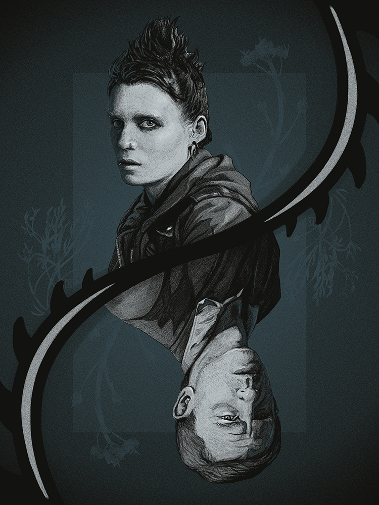 9 of Diamonds: "The Girl with the Dragon Tattoo" by Matthew Rabalais - Hero Complex Gallery