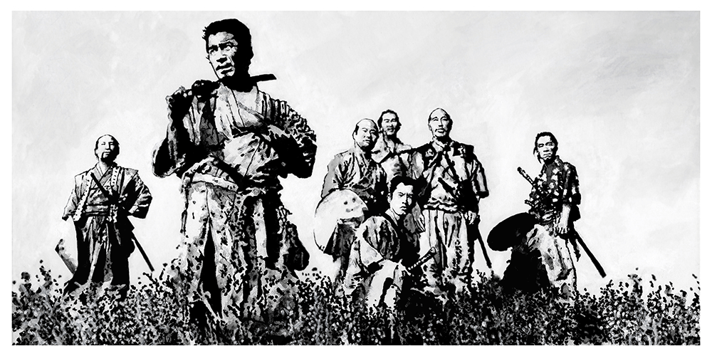 7 of Clubs: "Seven Samurai" by Tomas Overbai - Hero Complex Gallery