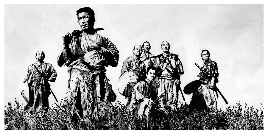 7 of Clubs: "Seven Samurai" by Tomas Overbai - Hero Complex Gallery
