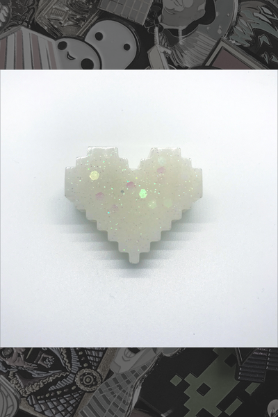 059. "White 8-Bit Heart" Pin by Dare to Dream Flair - Hero Complex Gallery
