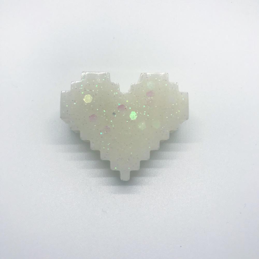 059. "White 8-Bit Heart" Pin by Dare to Dream Flair - Hero Complex Gallery