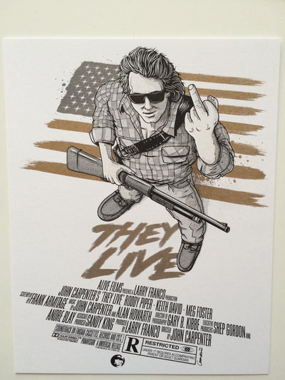 "They Live" Gold/Silver Handbill by Patrick Connan - Hero Complex Gallery